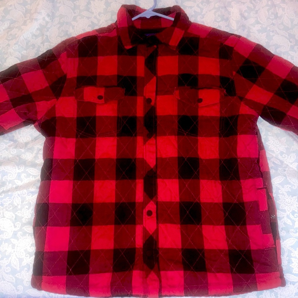 Red button up jacket